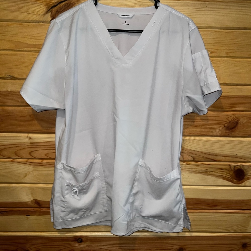 White Carhartt scrub top